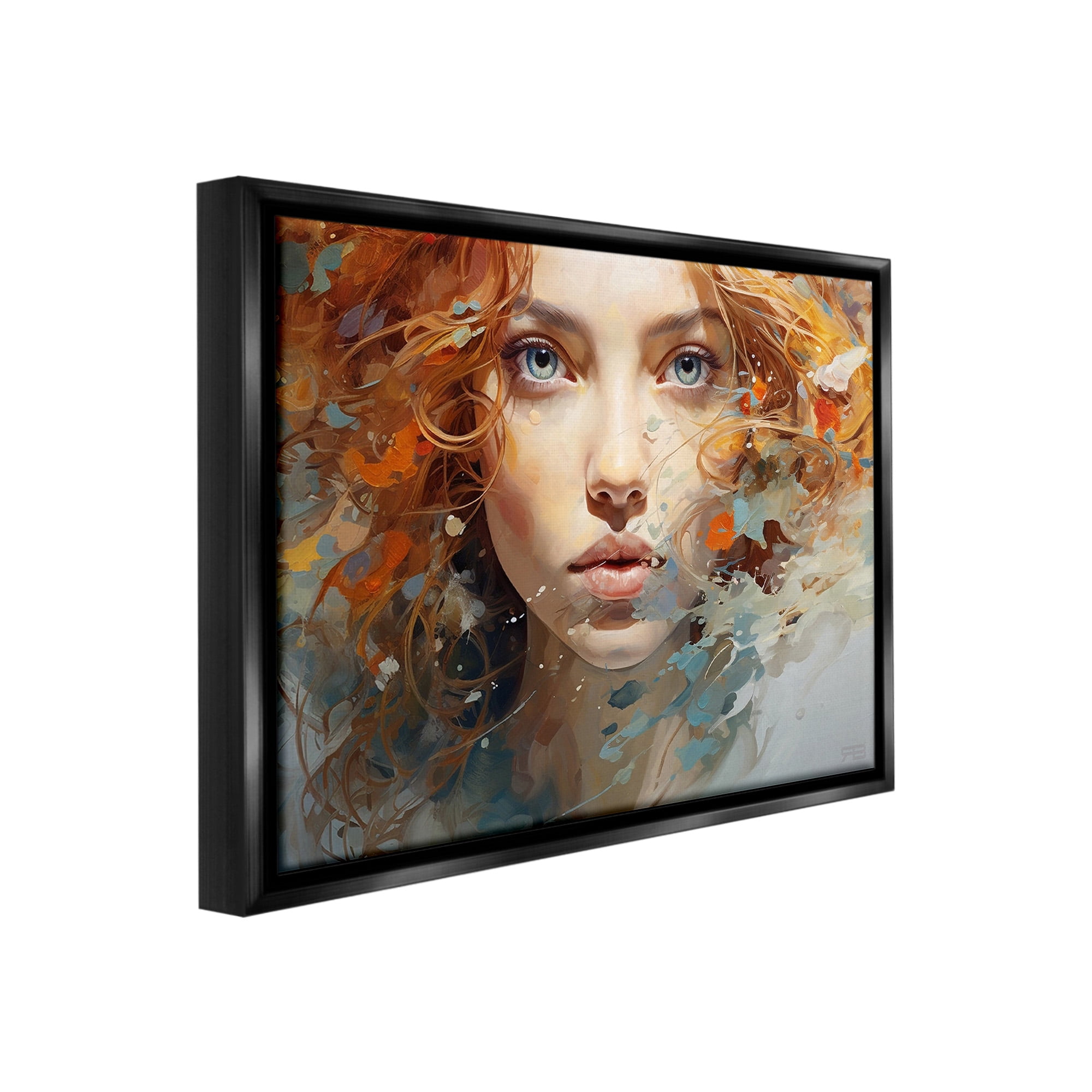Stupell Industries Abstract Splatter Portrait Abstract Painting Black Floater Framed Canvas Art Print Wall Art, 21 x 17