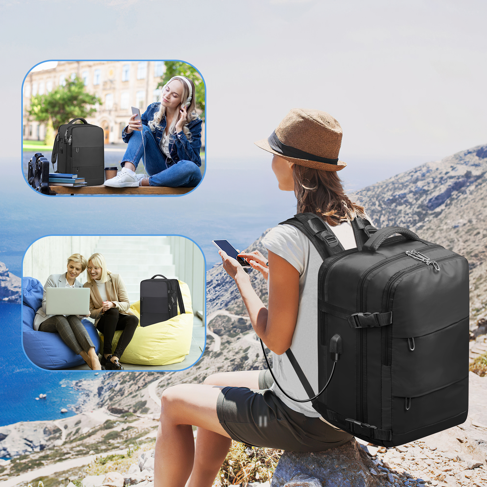 DAKOMM 17.7" Travel Backpack with USB Port & Shoe Compartment photo 8