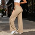 thumbnail image 3 of Rexolia Women's Wide Leg Straight Pants High Waist Yoga Gym Lounge Wear Beige L, 3 of 6