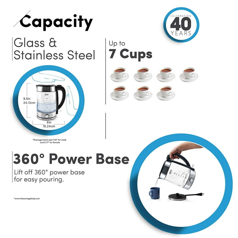 Aroma Electric Kettle 1.7 Liters•7Cups-Rapid Boil, Powerful 1500W