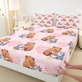 thumbnail image 3 of Feelyou Kawaii Capibara Animal Full Size Sheets, Cute Ramen Axolotl Bed Sheets, Romantic Love Heart Sheet Sets, Lightweight Room Decor, 4-Piece, 3 of 7