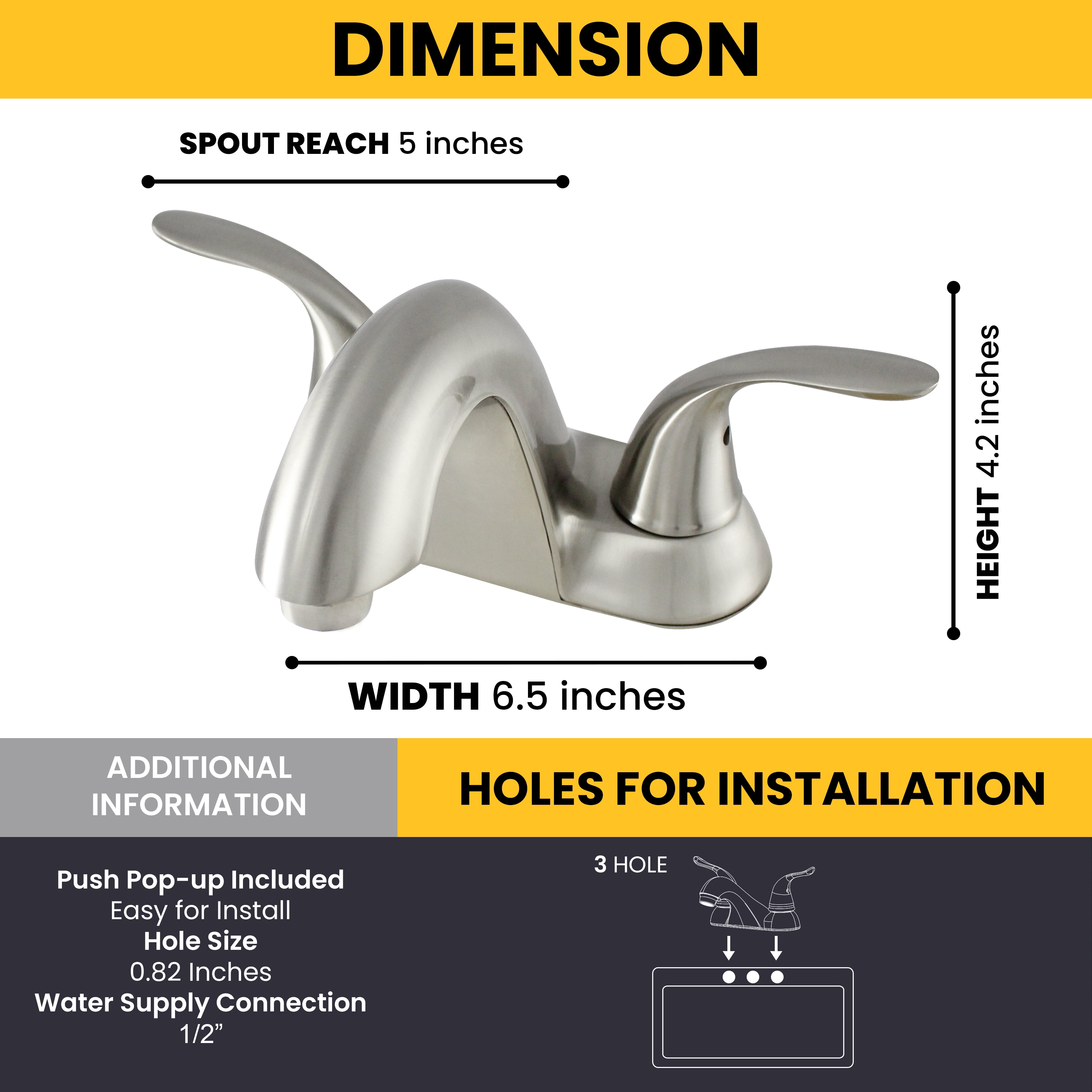 10249163 - Hybrid Metal Double Handle Lavatory Bathroom Faucet with Pop Up (Brushed Nickel)