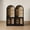 Black, variant on CHIC HOUSE 76.5" Arched Storage Cabinets Set of 2 with Hutch, Kitchen Pantry Cabinets with Acrylic Doors & Shelves, Arch Bookcase for Home Office, Living Room, White