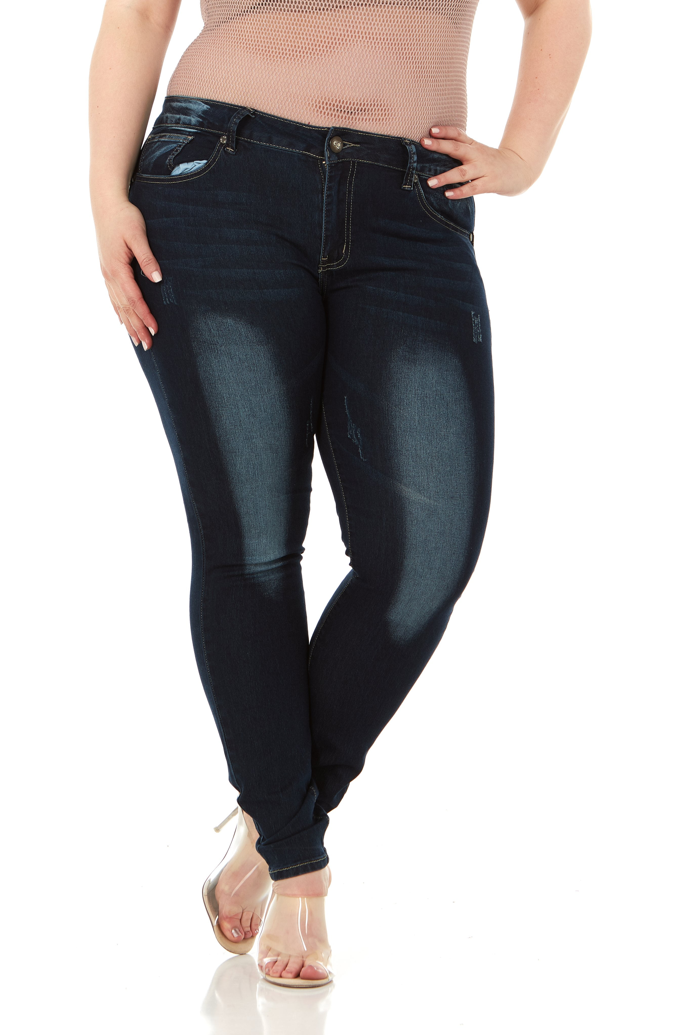 Plus Size Mid Rise Skinny Jeans Classic Basic Blue Plus Size 22 In Dark Wash