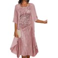 thumbnail image 1 of Ensemble Deux Pièces Robe Maxi pour Femmes Cardigan en Chiffon Fluide Invité de Mariage Imprimé Floral Robes Midi avec Veste en Dentelle, 1 of 2