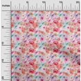 thumbnail image 2 of oneOone Cotton Cambric Red Fabric Watercolor Floral Craft Projects Decor Fabric Printed By The Yard 42 Inch Wide-aB, 2 of 5