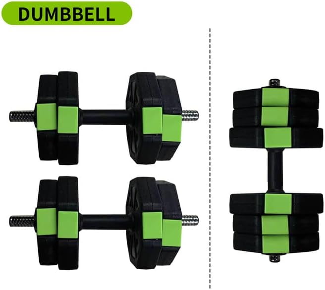 Litake Adjustable Dumbbell Set with Iron Handle, 30lbs Weight Set, Green and Black, Octagon Head