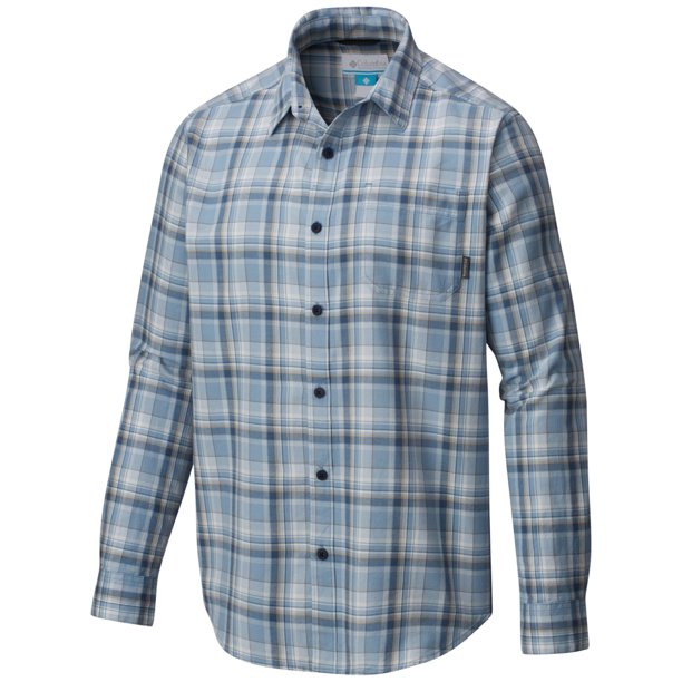 Columbia Vapor Ridge III - Camiseta con botones para hombre, color azul, talla mediana Columbia Botones al frente