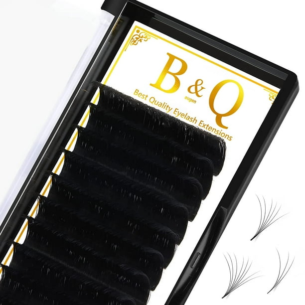 B&Qaugen Easy Fan Volume Lashes C-0.03-10 B&Qaugen Easy Fan Lashes 0.03 Extensiones de pestañas C Curl Mega Lash Extension Negro mate B&Q Easy Volume Fan Lashes 9 a 25 mm (C-0.03,10 mm)