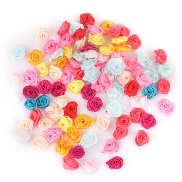 480pcs Cinta de mezclada Botones de rosas Flores DIY Apliques de manualidades 1.5cm