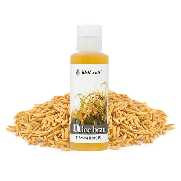 Aceite de salvado de arroz Well's Oil | Aceite portador natural puro | Refinado prensado en frío | Para cuerpo, piel y cabello (4 oz / 118 ml)