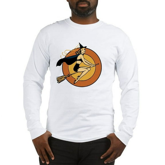 CafePress - Retro Witch Long Sleeve T Shirt - Unisex Cotton Long Sleeve T-Shirt