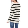 thumbnail image 4 of Unique Bargains Women's Striped Round Neck Drop Shoulder Loose Sweater, 4 of 8