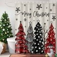thumbnail image 4 of Red Christmas Tree Snowflake Shower Curtain for Bathroom, Xmas Pine Tree Vintage Linen Waterproof Shower Curtains Washable Quick Dry with Hooks Bathtub Curtains 72x72IN, 4 of 9