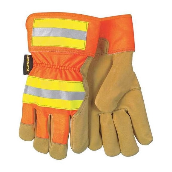 Mcr Safety Leather Gloves,Gold/Orange/Yellow,M,PR 19251M