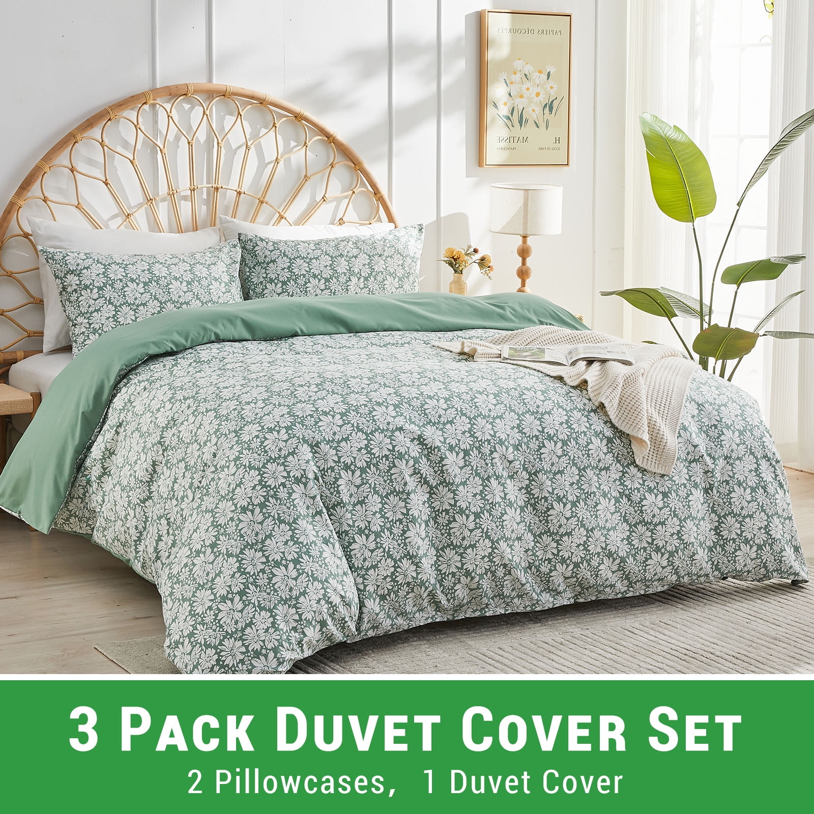 Gogreen Twin Duvet Cover Set, Soft & Breathable Microfiber 3 Pieces Twin Bedding Sets, Pattern Twin Comfy Duvet Cover Set, with Zipper Closure (Twin)
