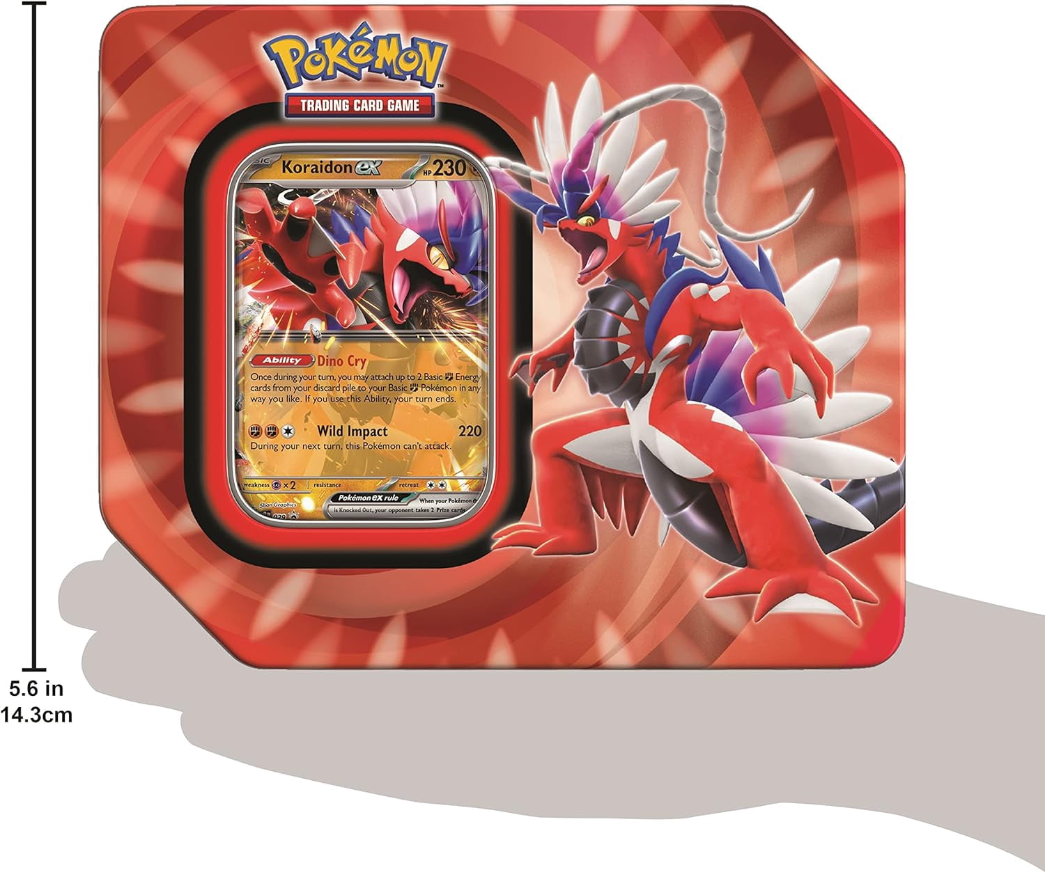 Pokemon Paldea Legends Tin Card Game, Koraidon ex, 5 Booster Packs