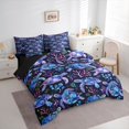 thumbnail image 2 of jejeloiu Galaxy Sea Turtle Print 7-Piece Twin Bedding,Watercolor Coral Pattern Bedding Comforter Set For Boys,Blue Purple,Black Reversible, 2 of 7