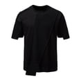 thumbnail image 1 of Camisa Elvqul para Caballero Negro Algodón Casual Liso Manga Corta Cuello Redondo, 1 of 3
