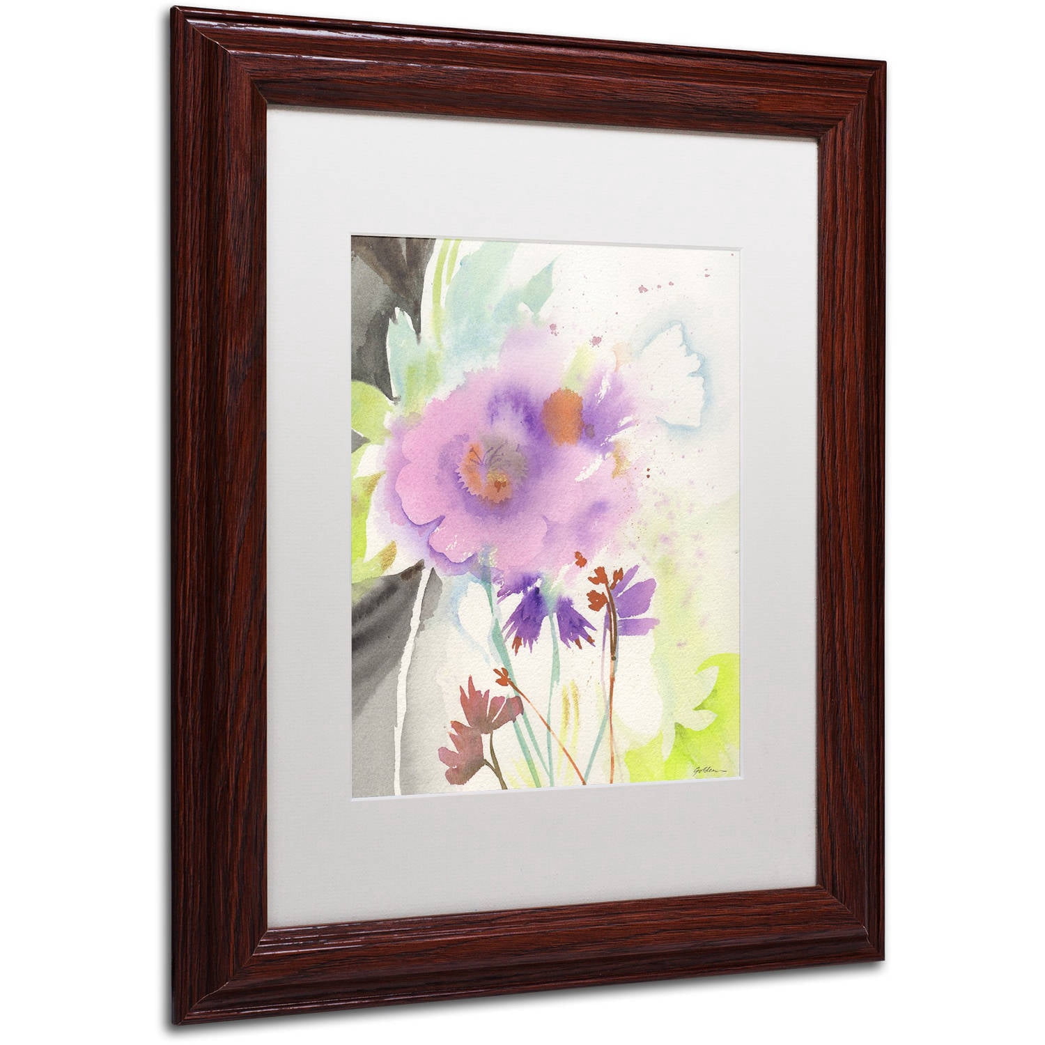 Trademark Fine Art "Mauve Garden Shadows" Canvas Art by Sheila Golden, White Matte, Wood Frame