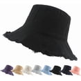thumbnail image 2 of YooGuoGuo Sun Hats for Women Bucket Hat Frayed Edge Summer Casual Wide Brim Cotton Beach Vacation Travel Accessories Canvas Headwear, 2 of 3