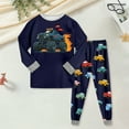 thumbnail image 2 of Wxirdiow Sleepwear for Kids Boys Sleepwear Toddler Kids Boys Cotton Dinosaur Sleepwear T shirt Tops Pants Sets Black Size,5-6 Years, 2 of 9