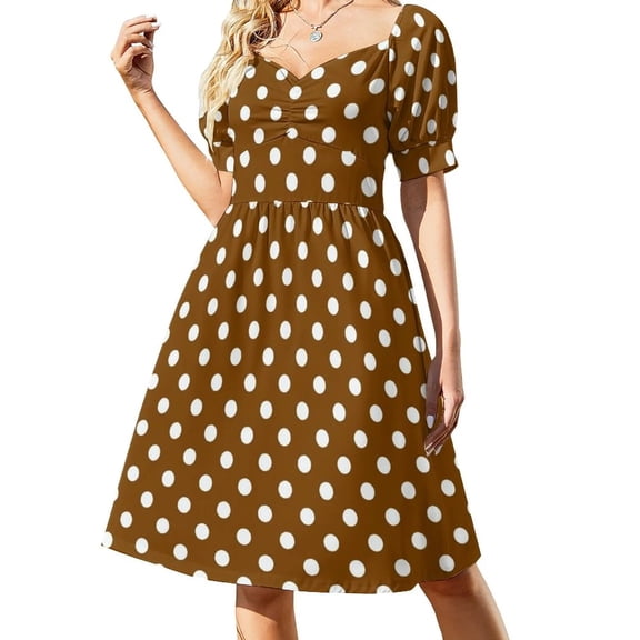 Chocolate Brown with White Polka Dots Dress Bride dresses women long dresses summer women's dress 2024
