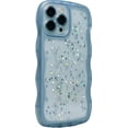 thumbnail image 3 of for iPhone 14 Plus Case, Cute Curly Wave Frame Shape Design Soft TPU Bling Glitter Star Shiny Phone Case with iPhone 14 Plus, Shockproof Protective Cover Case for Women Girls, Blue-1, 3 of 12