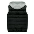 thumbnail image 6 of Dresfit Puffer Vest Men Zip Up Sleeveless Lightweight Jacket Hooded Big and Tall Warm Autumn Waistcoat Cotton Plus Size Quilted Outerwear with Pockets Black XL, 6 of 8