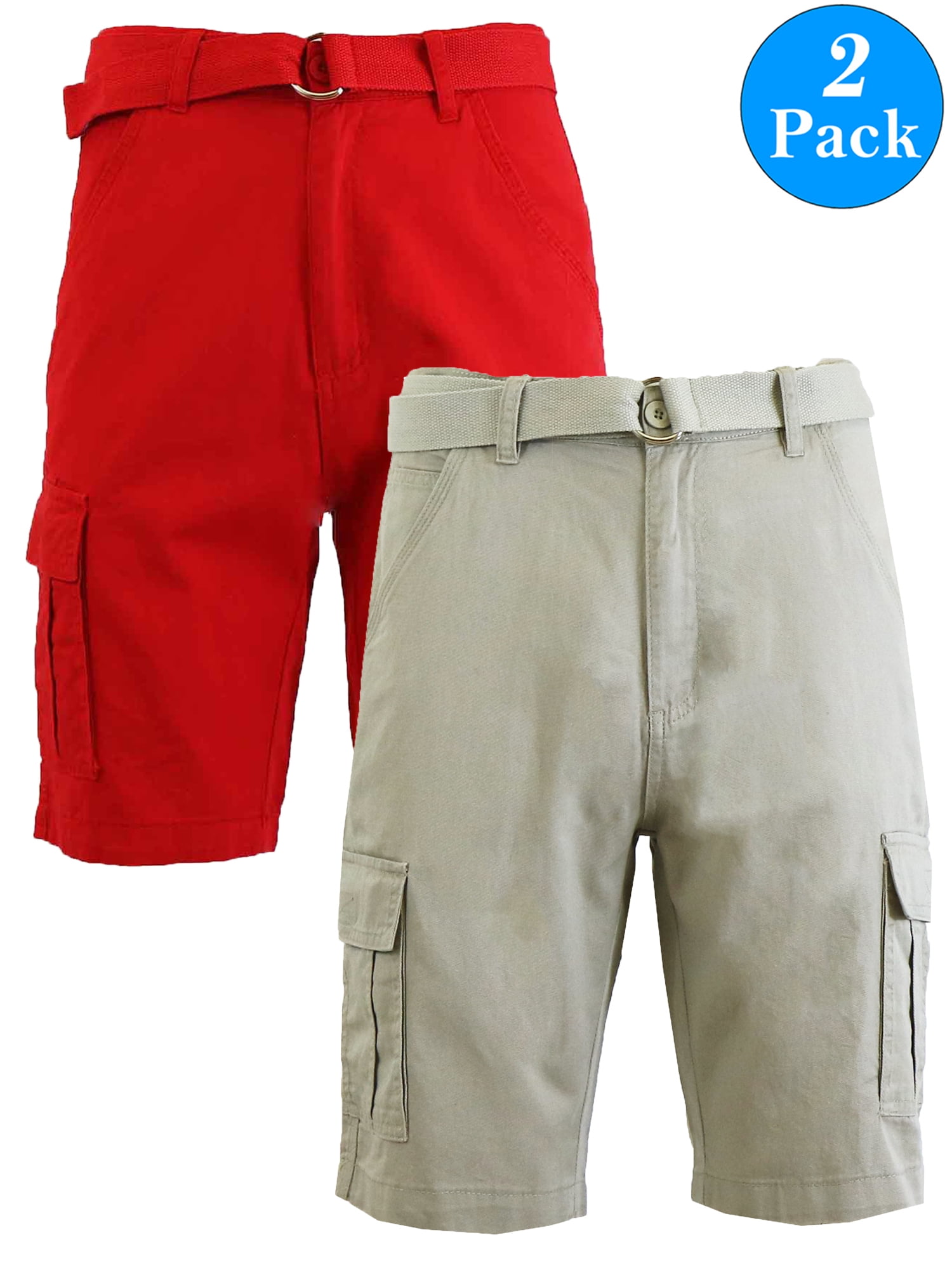 【2plan】Mayer Cargo Bermuda Pants Men's Belted Cotton Cargo Shorts (2-Pack) - Walmart.com