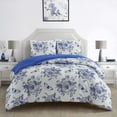 thumbnail image 3 of Heritage Club Kdis Beau Jardin 3 Piece Comforter Set, Full/Queen, Blue, Polyester, Floral, 3 of 5