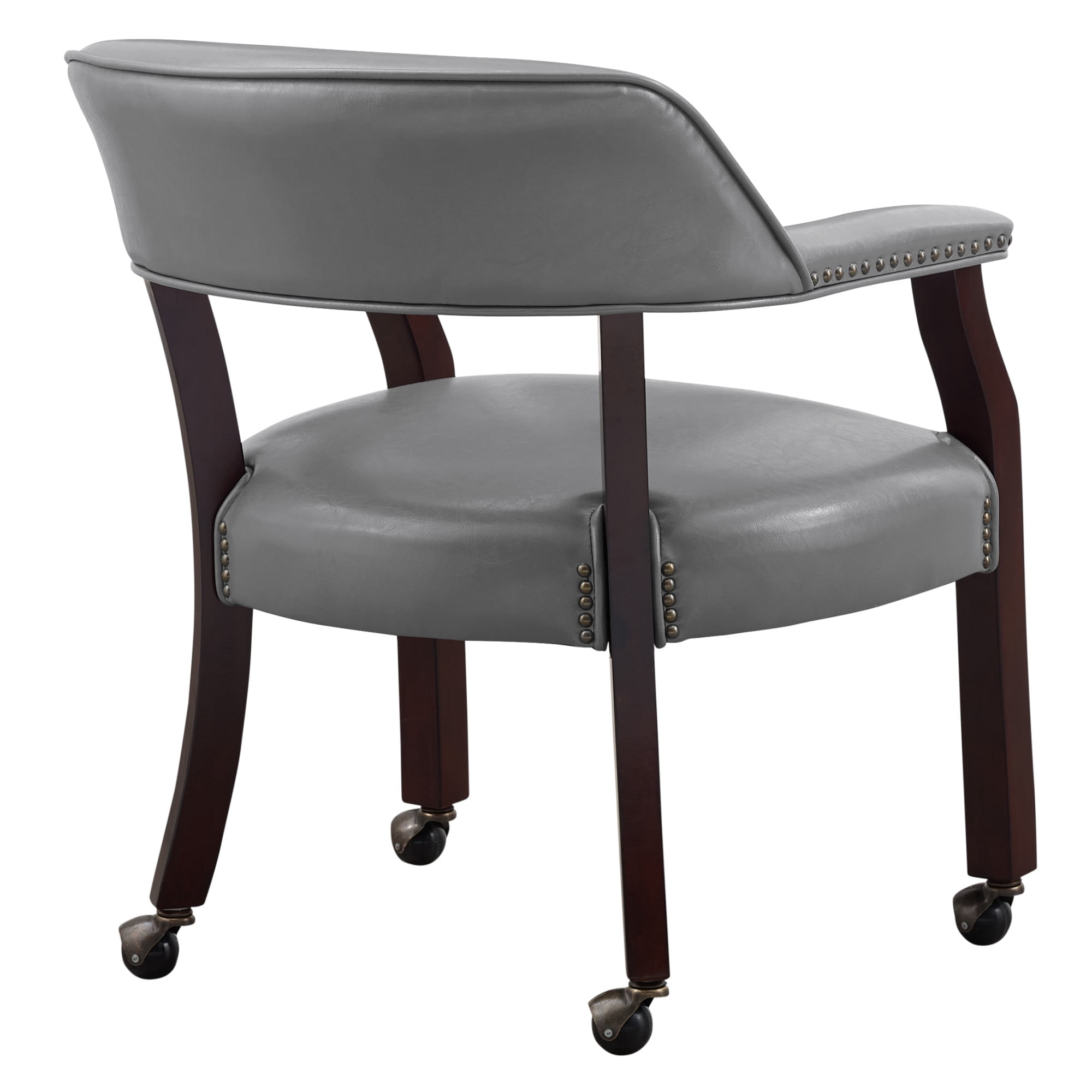 Steve Silver Tournament Faux Leather Dining Chairs with Arms, Gray