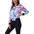 thumbnail image 4 of Chaqueta bomber para mujer Inspire Chic, corte slim, ligera, con cremallera, talla M, azul claro, 4 of 6