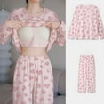 thumbnail image 2 of Jamicy Long Sleeve Pajamas for Women Gifts for Mom Pajamas with Built In Bra Cute Long Sleeve Sleepwear Tee Top+ Pants Loungewear Pajamas Clothes Set, 2 of 4