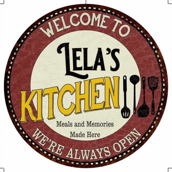Lela's Kitchen 12" Round Metal Sign Bar Game Room Wall Déco 200120040487