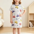 thumbnail image 2 of akafmk Girls Dresses Knit Short Sleeve T-Shirt Dress Cute Thin Breathable Sleepwear Loungewear Casual Summer House Dresses, 3-13 Years, 2 of 6