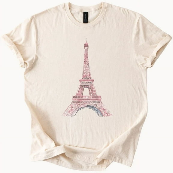 Hot Trending Pink Eiffel Tower Tee Paris Graphic TShirt France Top Design Preview Only