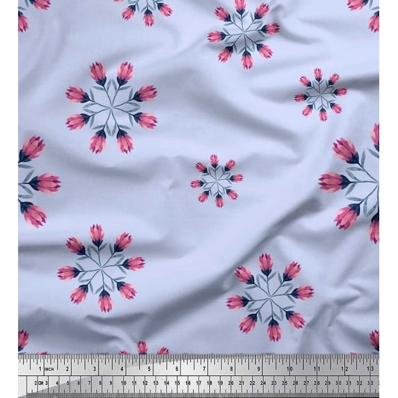 Soimoi Moss Georgette Fabric Tulip Flower Print Fabric by The Yard 42 Inch Wide