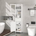 thumbnail image 2 of SOLAURA Tall Bathroom Storage Cabinet, Narrow Wooden Floor Cabinet with Magnetic Door, Drawer & Adjustable Shelves, Freestanding Unit for Bathroom, Laundry Room, Entryway or Small Spaces, White, 2 of 9
