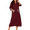 Wine Red, variant on Oudiya Women Zipper Robe Loungewear Dress Full Length Nightgown Housecoat 3/4 Sleeves Sleepwear with Pockets