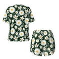 thumbnail image 6 of "Wukai White Daisies and Bee Women's Pajama Set - Short-Sleeve Top and Shorts with Elastic Waistband and Pockets for Loungewear, Yoga, and Casual Wear-Small, 6 of 8