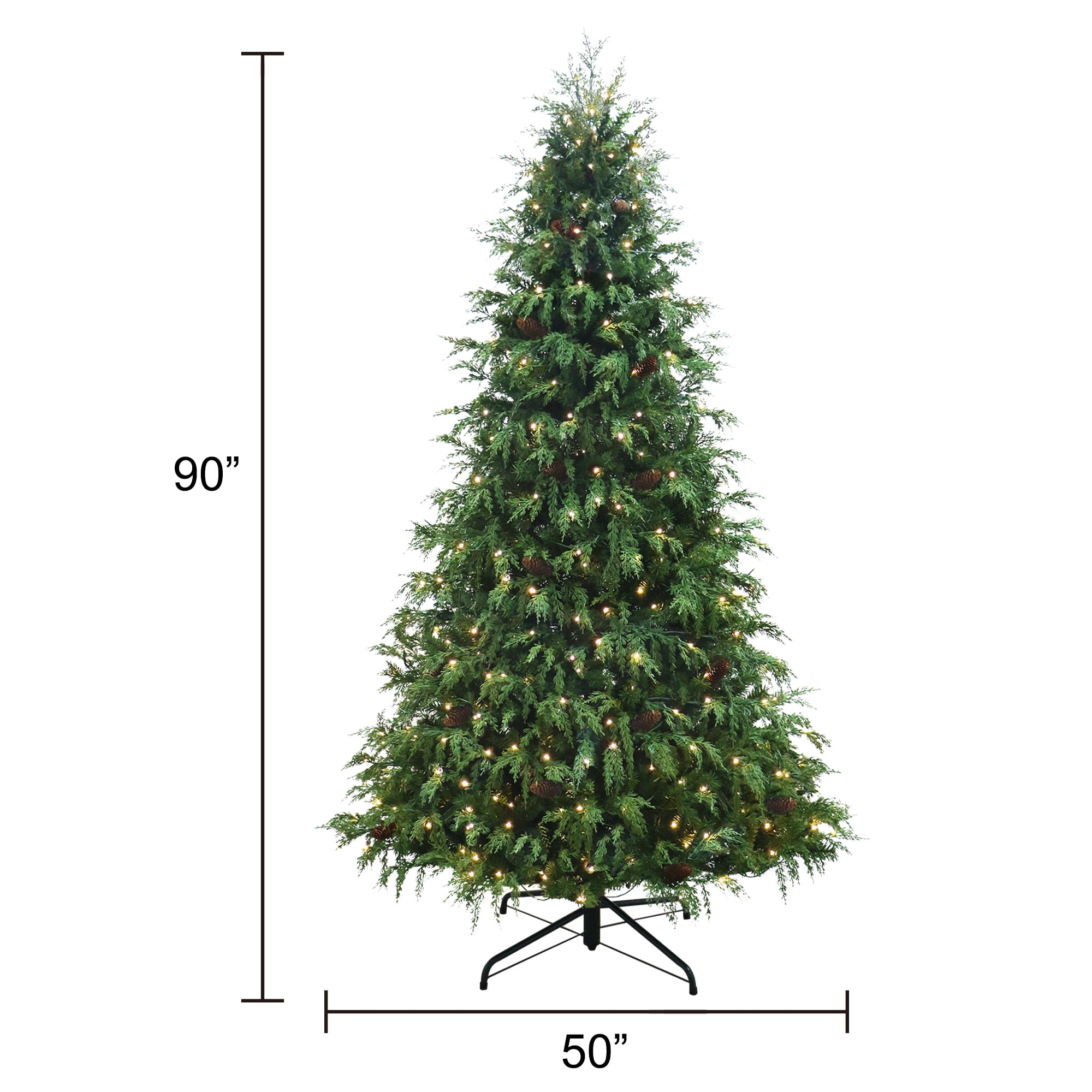 Holiday Time 7.5ft Prelit Green Cedar Artificial Christmas Tree with 400 Warm White Twinkle LED Lights