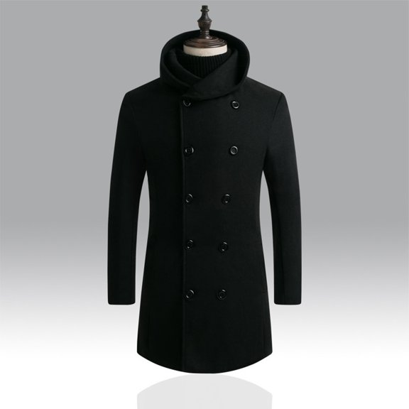Homenesgenics Black Hoodies for Men Man Fashion Men's Clothes Double-Breasted Long Sleeved Robe Hoodie Coat Men Clothes
