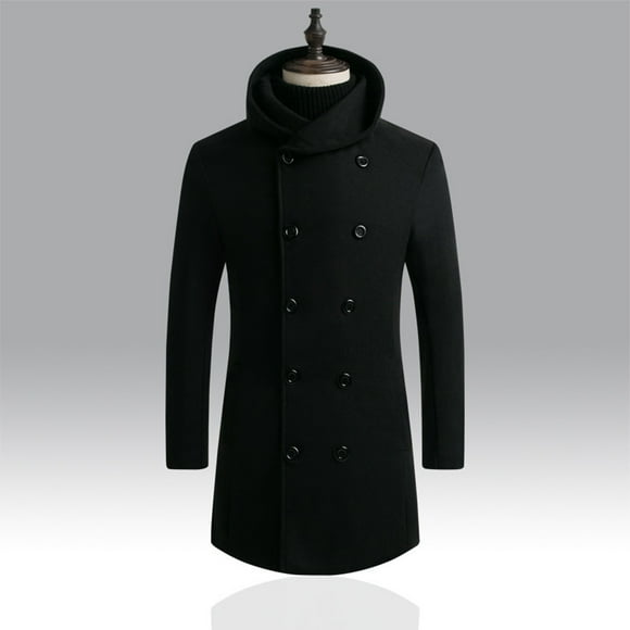 EGNMCR Jackets for Men Man Fashion Men's Clothes Double-Breasted Long Sleeved Robe Hoodie Coat