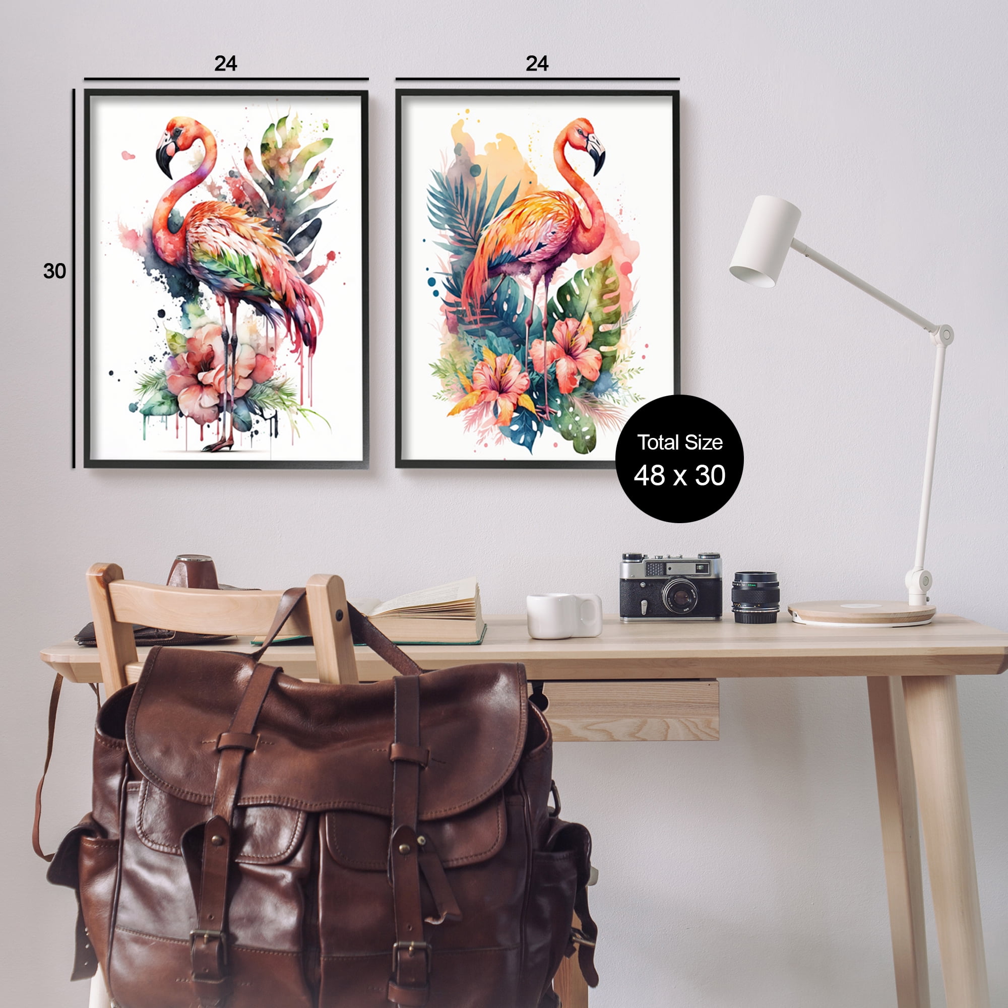 Stupell Industries Modern Tropical Flamingos Animals & Insects Painting Black Framed Art Print Wall Art, 24 x 30