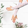 thumbnail image 2 of HOMEIORA Women's Gloves Protection Long Lace Gloves Fingerless Elbow Length Lace Gloves for Party, Adult Size - White, 1 Pair, 2 of 6