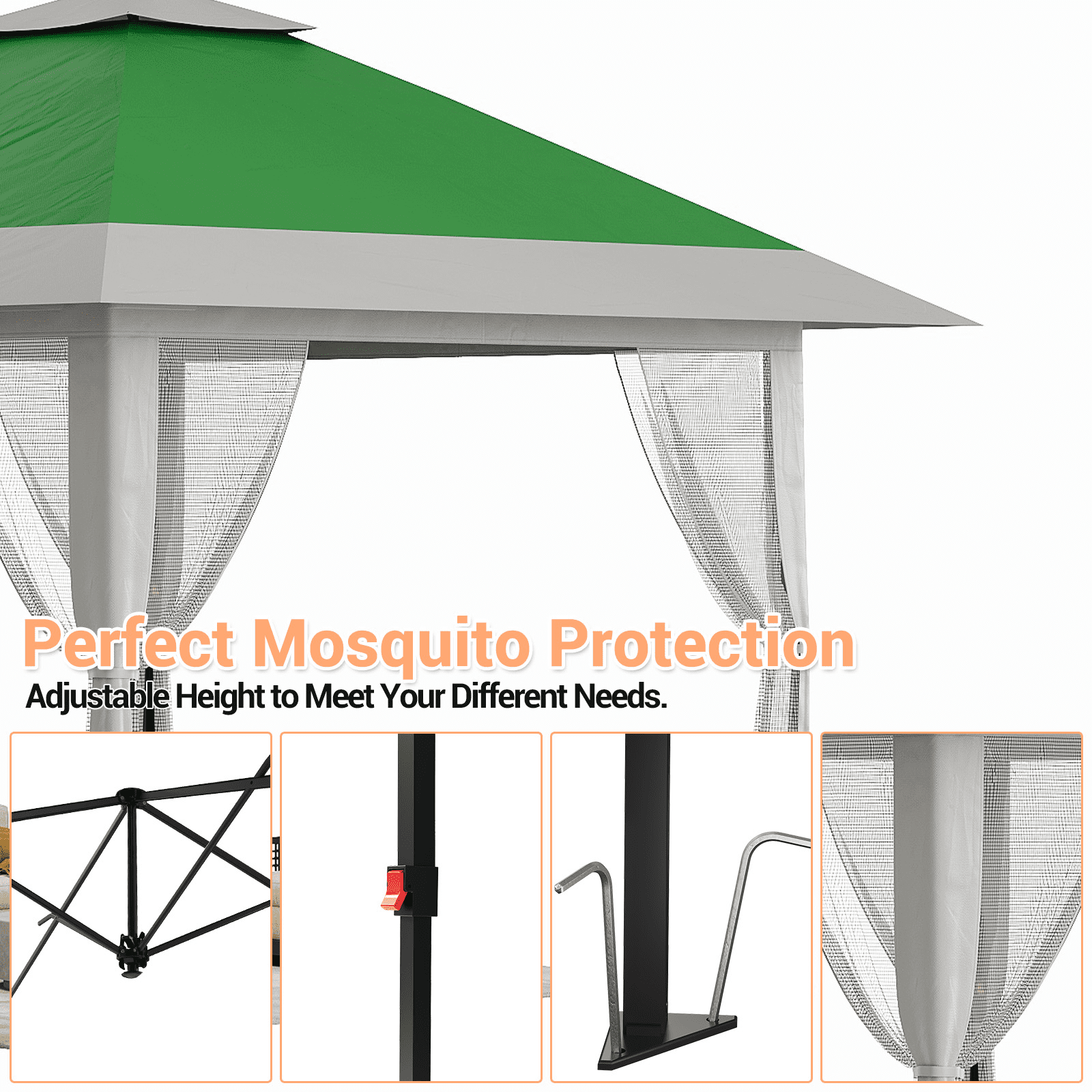 GOGRANT 13 x 13 Pop-Up Gazebo, Adjustable Height, Mesh Cover