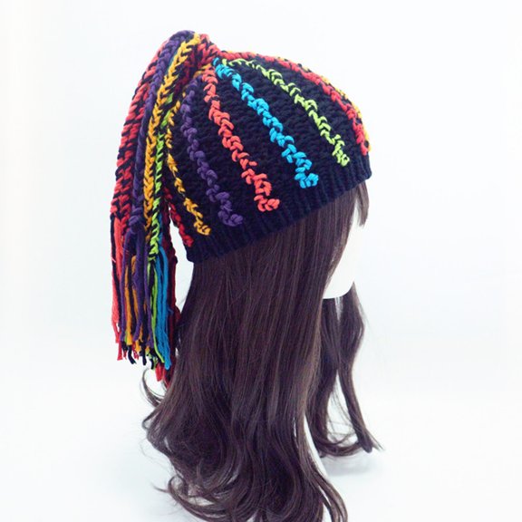 Njoeus Winter Hats Warm Beanie Knit Skull Cap Hip Hop Punk Stylish Funny Color Dreadlock Hats for Men Women