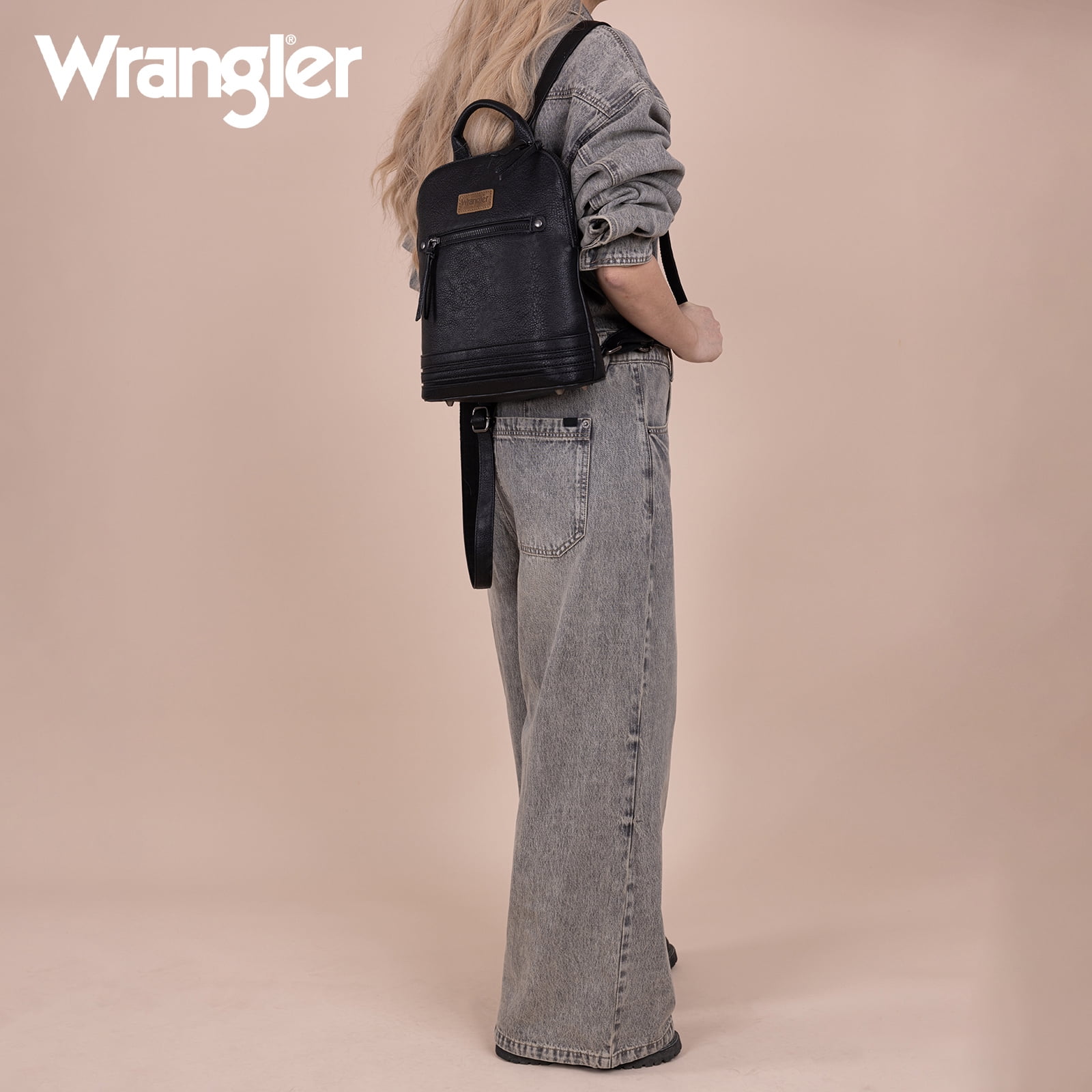 Wrangler Backpack Purse for Women Medium Ladies' Bookbag Travel Work Daypacks Bags, Black