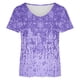 thumbnail image 4 of ICHUANYI Clearance Women's Fashion Printed T-shirt Short Sleeves Blouse Round Neck Casual Tops(Purple, L) ICHUANYI WER2023080703523, 4 of 4